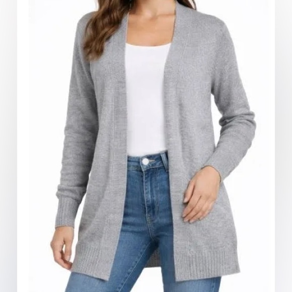 Cotton On Light Gray Open Front Knit Cardigan
